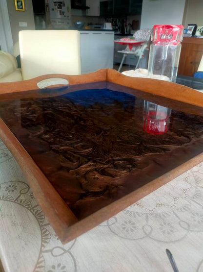 Epoxy Resin & Wood Serving Tray - Regular Edge Serving Tray Wholesale vendor