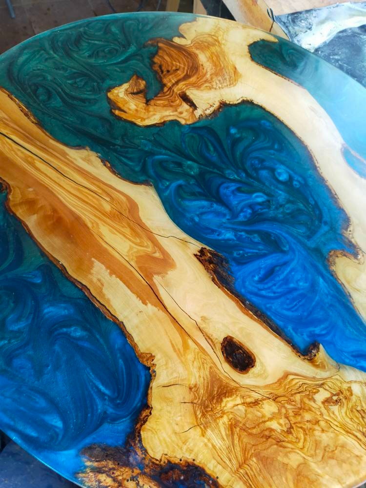 Epoxy Resin & Wood Table Top - Metallic Bicolor resinwoodliving