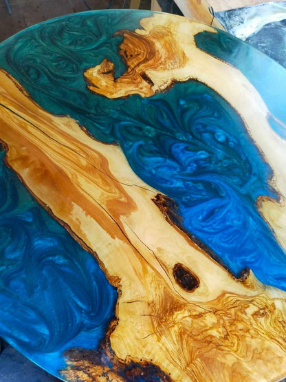 Epoxy Resin & Wood Table Top - Metallic Bicolor resinwoodliving