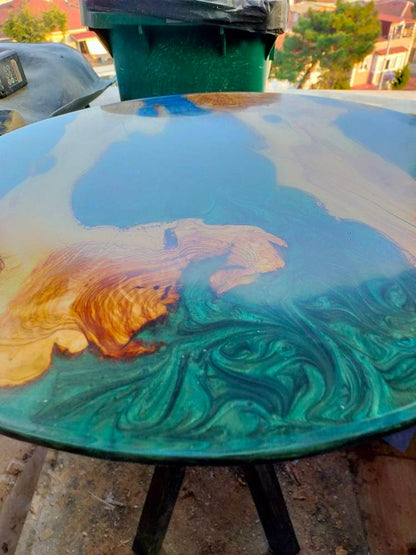 Epoxy Resin & Wood Table Top - Metallic Bicolor resinwoodliving