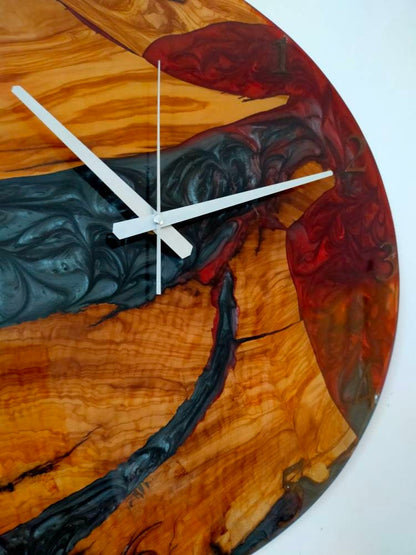 Metallic Color Epoxy & Olive Wood Wall Clock Wholesale vendor