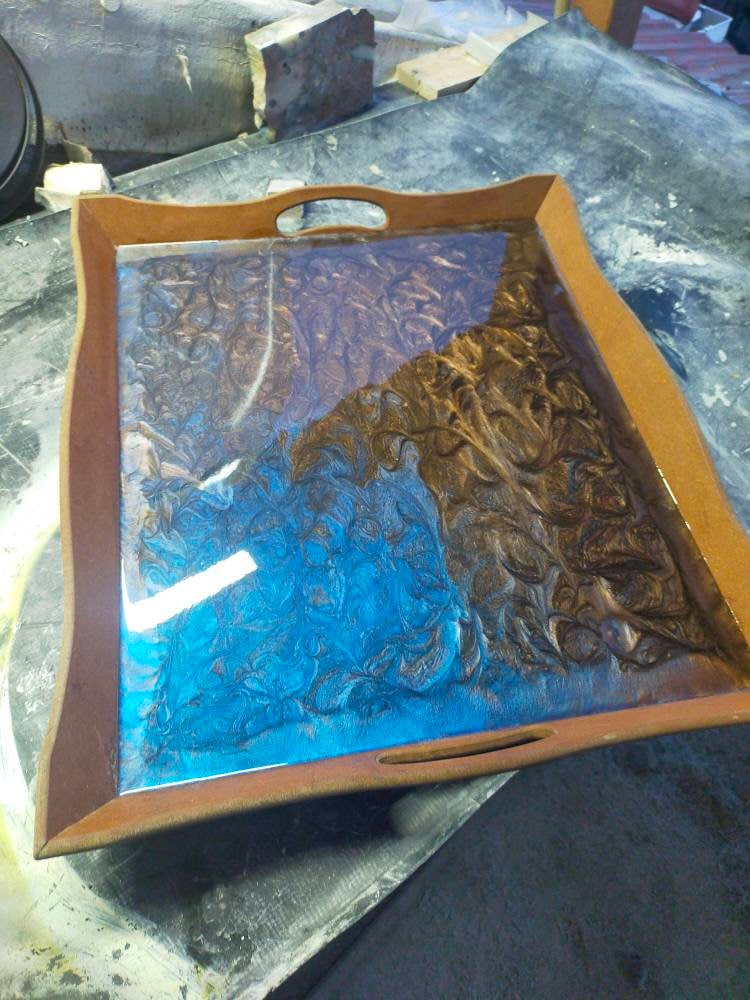 Epoxy Resin & Wood Serving Tray - Regular Edge Serving Tray resinwoodliving