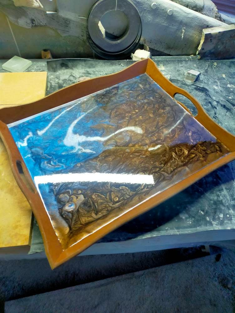 Epoxy Resin & Wood Serving Tray - Regular Edge Serving Tray resinwoodliving