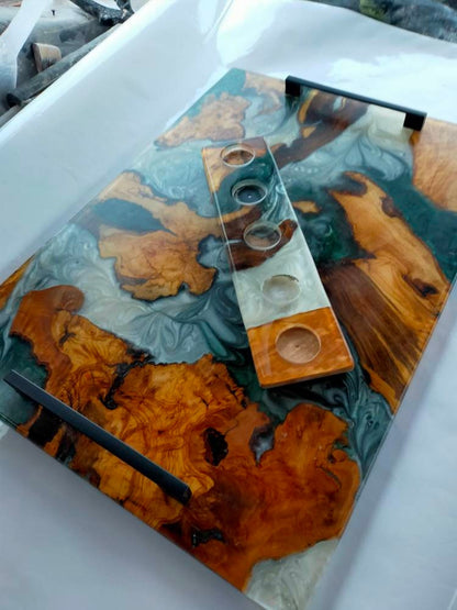 Epoxy Resin & Wood Serving Tray - No Edge Serving Tray resinwoodliving