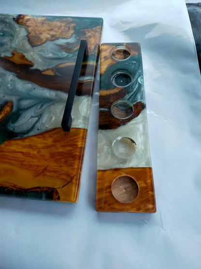 Epoxy Resin & Wood Serving Tray - No Edge Serving Tray resinwoodliving