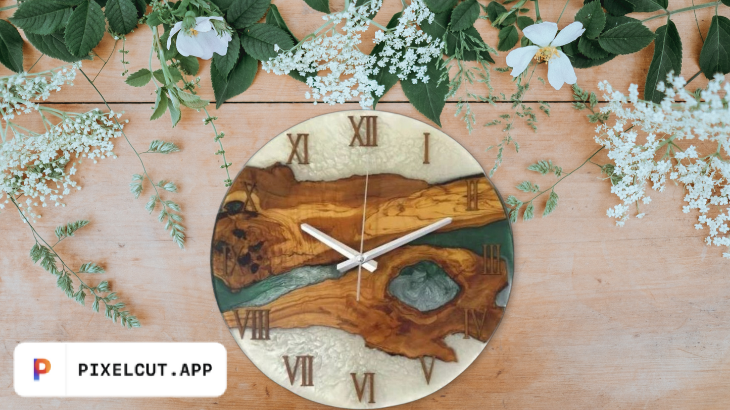 Bicolor Epoxy & Olive Wood Wall Clock resinwoodliving