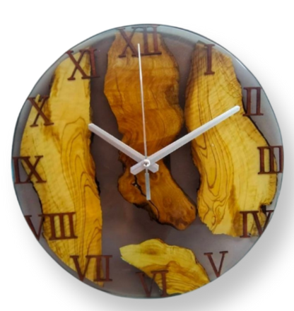 Epoxy clock, Resin clock, Clock for wall, Wood & transparent epoxy wallclock, Large wall clock Resin Wood Living