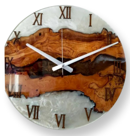 Bicolor Epoxy & Olive Wood Wall Clock Wholesale vendor