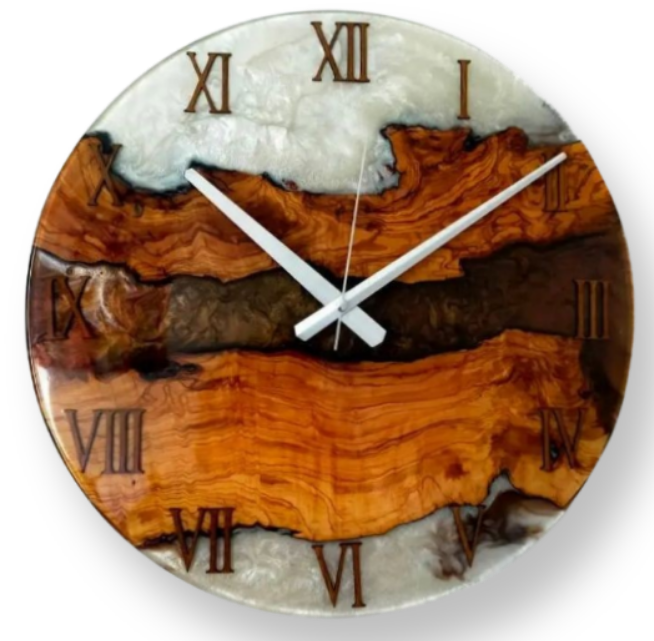 Bicolor Epoxy & Olive Wood Wall Clock Wholesale vendor